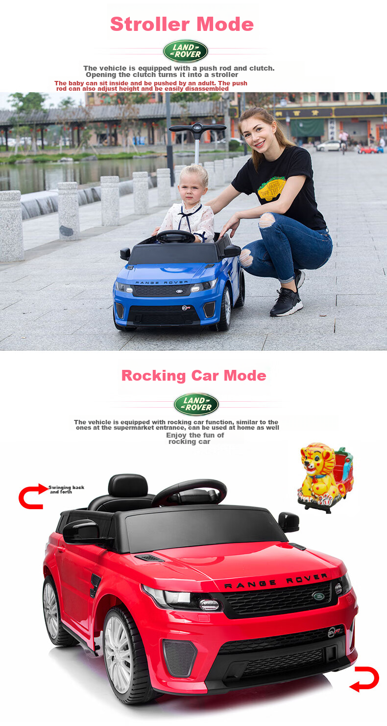 CHILOKBO Children's Electric Car, Four-Wheel Dual Drive Remote Control Vehicle, Can Be Pushed by Hand, Suitable for Taking Children Out, Child's Ride-On Car, Gift, Red 5