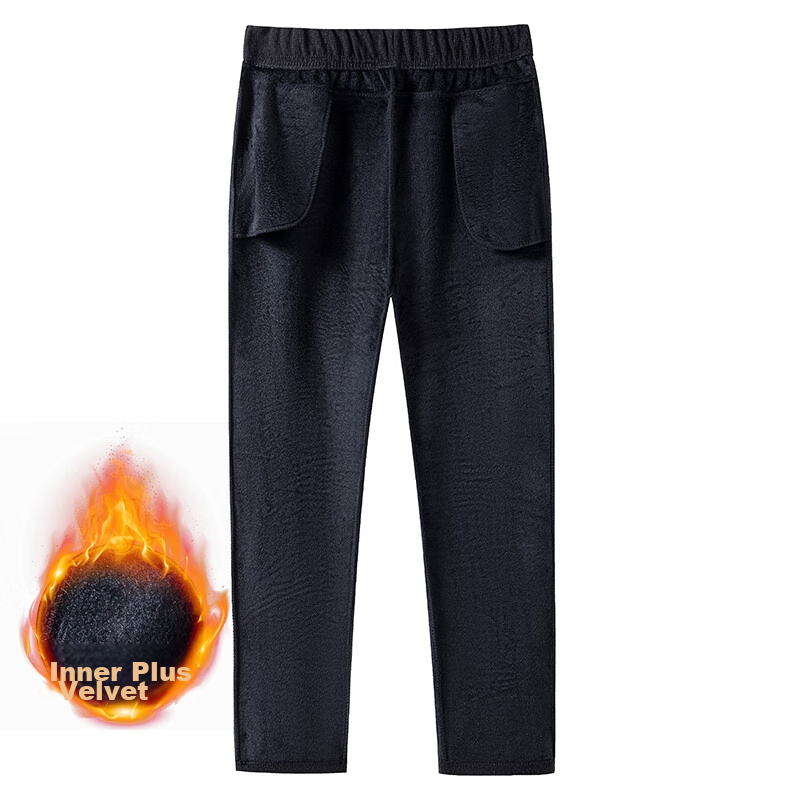 Hengyuanxiang Middle-Aged Women's Winter Fleece-Lined Thick Casual Pants, High-Waisted Elastic Waist Trousers for Middle-Aged And Elderly Women, Straight-Leg Pants 8
