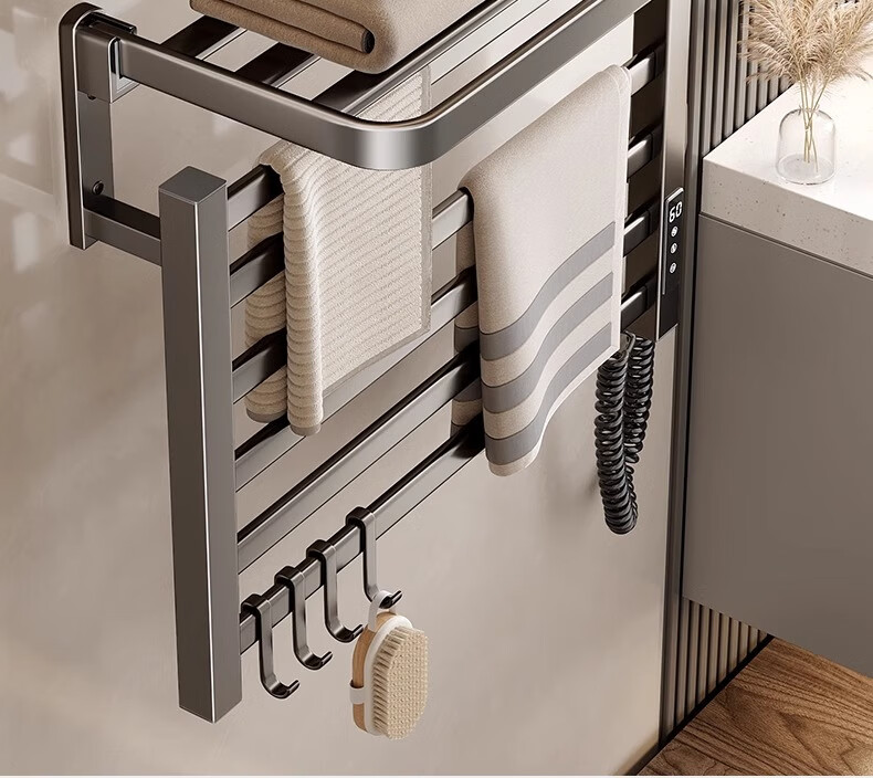 Baihan Electric Heated Towel Rack, Carbon Fiber Heating, Bathroom No-Drilling Electric Heating Towel Rack, Drying Rack 20