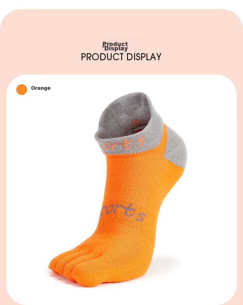 TFO Competition-Grade Quick-Dry Five-Toe Socks, Breathable Running Socks, Outdoor Hiking Trail Socks A2202310 Orange 11