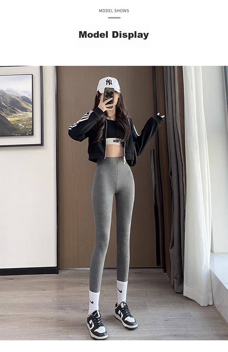 LangSha Modal Leggings for Women, Spring And Autumn Wear, Nine-Tenths Thin Yoga Pants, Black Slim-Fit Elastic Skinny Pants 14