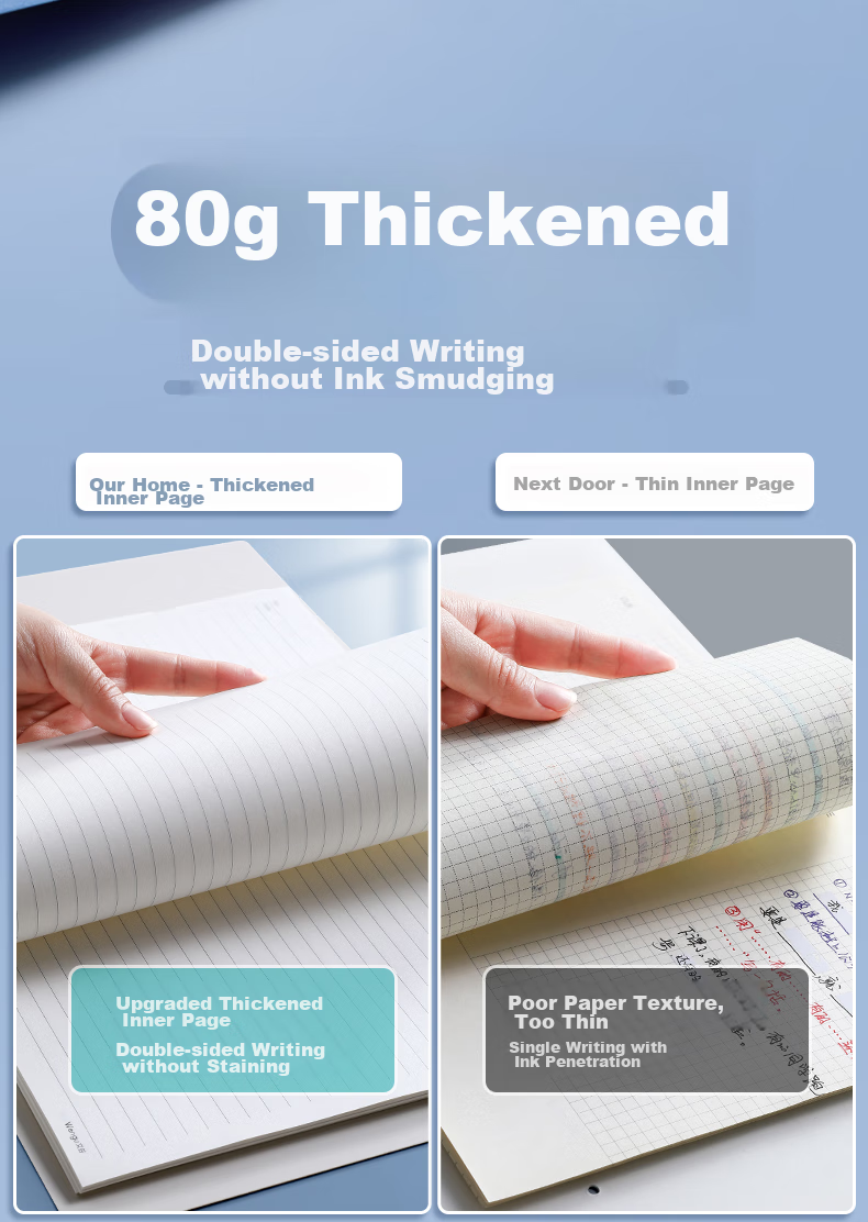 Wengu B5/60 Sheets Detachable Comfortable Iron Clip Loose-Leaf Notebook, 26 Holes, Stylish Business Simple Ruled Notebook, Large Capacity Office High-End Notebook BI010B5 Blue 7