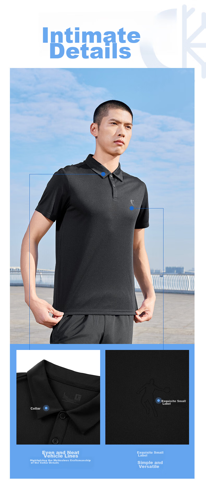 QIAODAN POLO Shirt, Men's T-Shirt, Comfortable Business Casual, Summer Quick-Dry Short Sleeve, Men's Sports Top 4