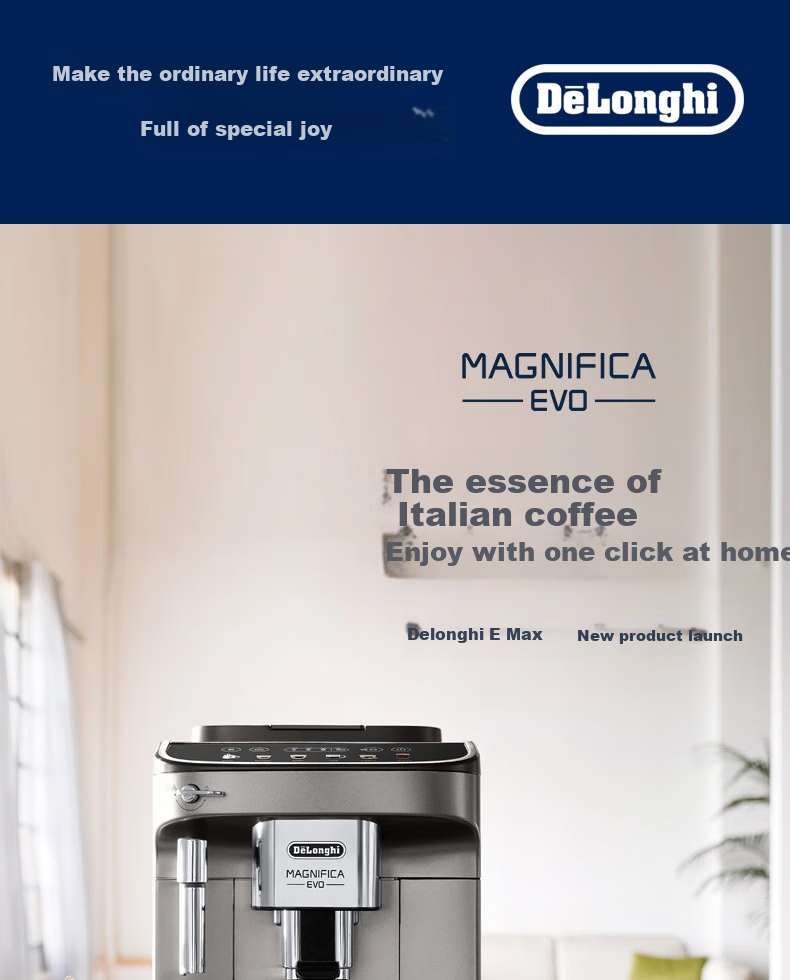 Delonghi Imported Italian Fully Automatic Coffee Machine E MAX Home Use Bean And Ground Coffee Dual-Use Simple Control Manual Milk Frother System 13 Grinding Levels Automatic Cleaning EMAX One's Member 2