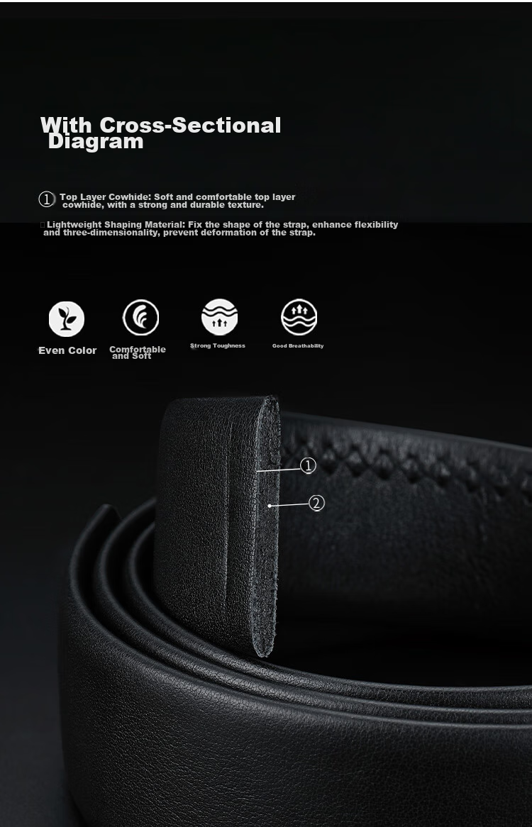 Goldlion Men's Automatic Buckle Belt, Exquisite High-End Wooden Gift Box Packaging, Business Trouser Belt, Birthday Gift 7