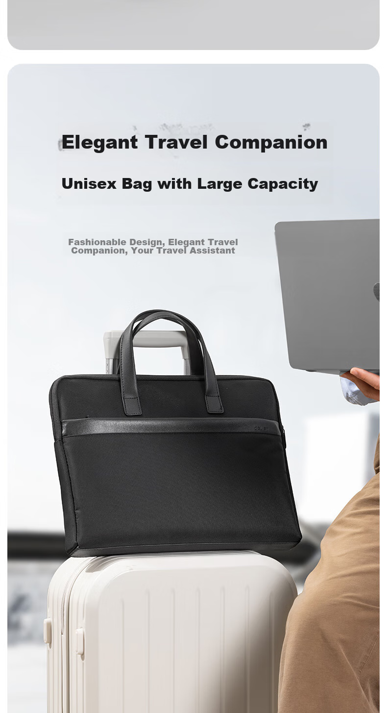 Deli [Super Popular] Briefcase, Business Casual Handbag for Men And Women, Professional Document Bag/Polyester Tote Bag/Document Case/Laptop Bag, Black 3