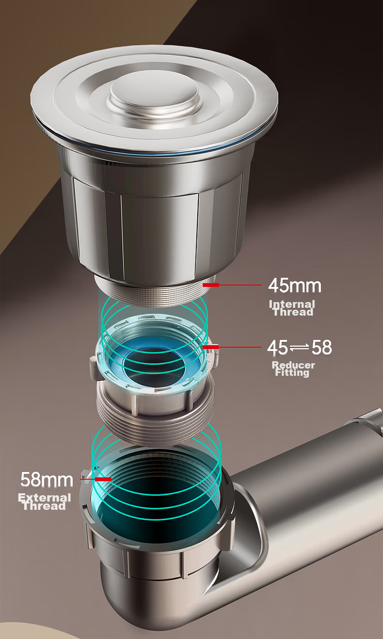 DU PONT Kitchen Sink Drain Pipe Fittings, Sink Drain Assembly, Double Sink Drainage System, Pipe Set for Washing Dishes And Vegetables, PJ022 19