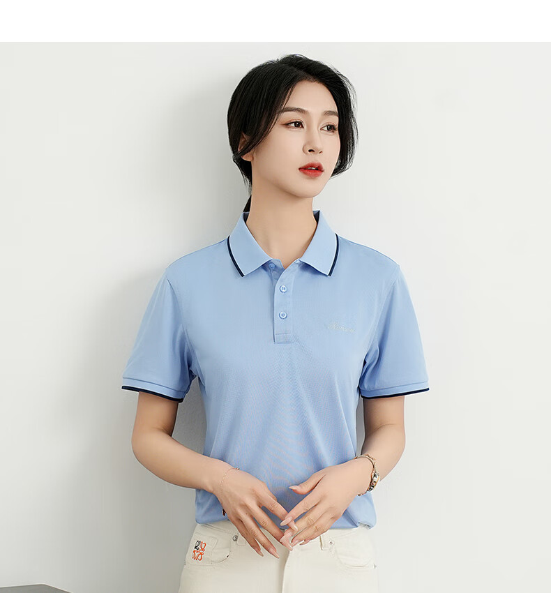 ROMON Ice Silk Short-Sleeve T-Shirt for Women, Summer POLO Collar Undershirt, Casual Business Commute Workwear, Cool-Feeling Lapel Top 18