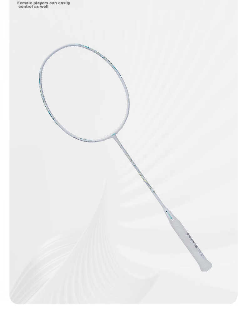 Li-Ning Badminton Racket, Leiting 60 Full Carbon High-End White Racket, Offensive Professional Single Racket, 4U Unstrung Racket 4