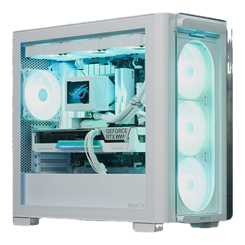 ASUS A23 Light And Shadow Case Front Tempered Glass Panel / Supports Rear-Mounted Motherboard / 10Gbps Type-C Port / 360mm Water Cooling / Efficient Heat Dissipation / Tool-Free Disassembly / White