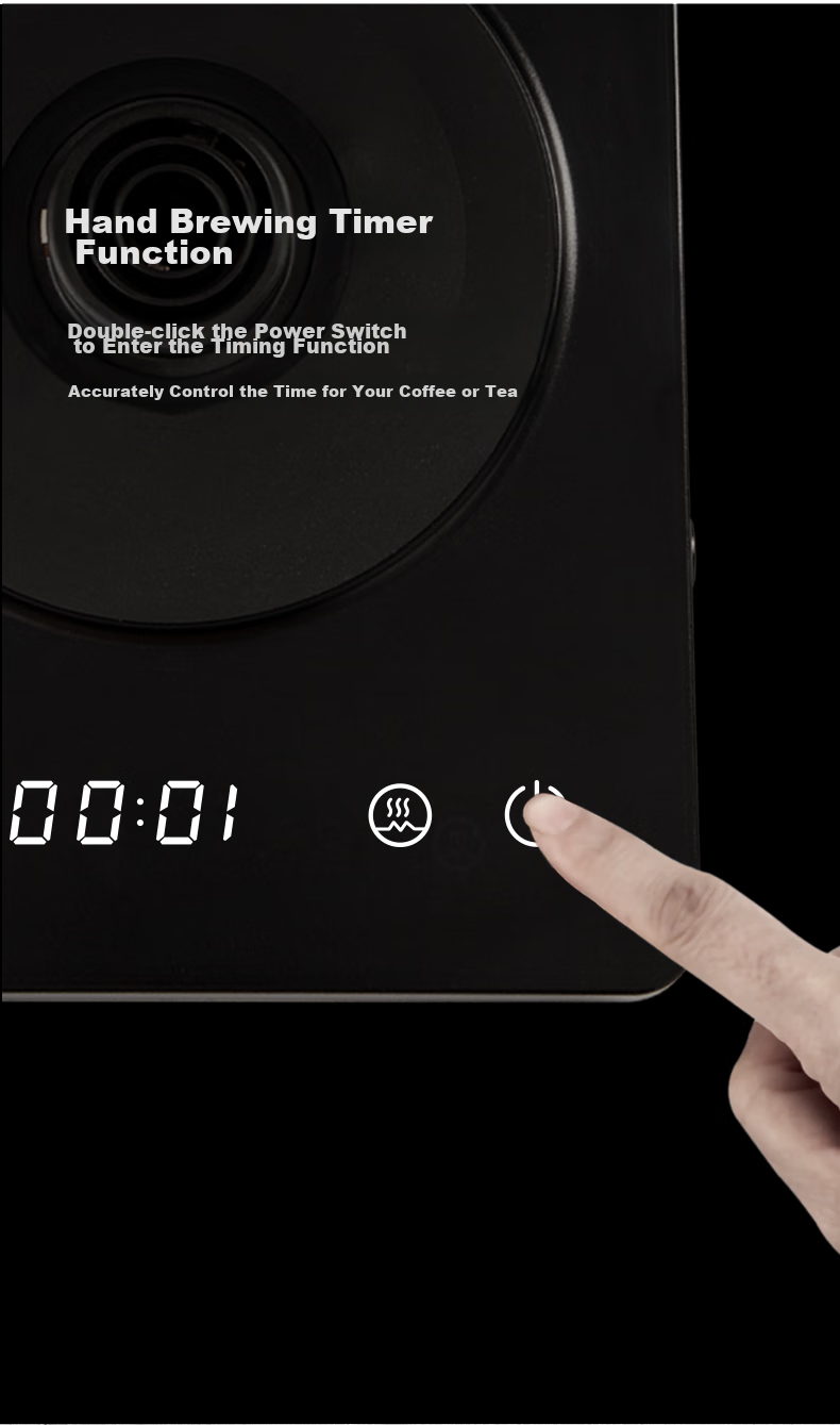 Hero Unnamed Hand-Pressed Coffee Maker with Temperature Control, Fine-Mouthed Kettle, Electric Kettle for Brewing Tea, Temperature-Controlled Electric Pour-Over Kettle, Black 14