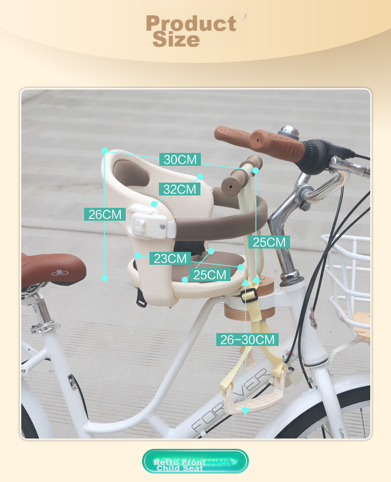 Osagie C21 Retro Bicycle with Child Seat, Vintage Commuter Bike with Baby Seat, Machado Coffee Color 5