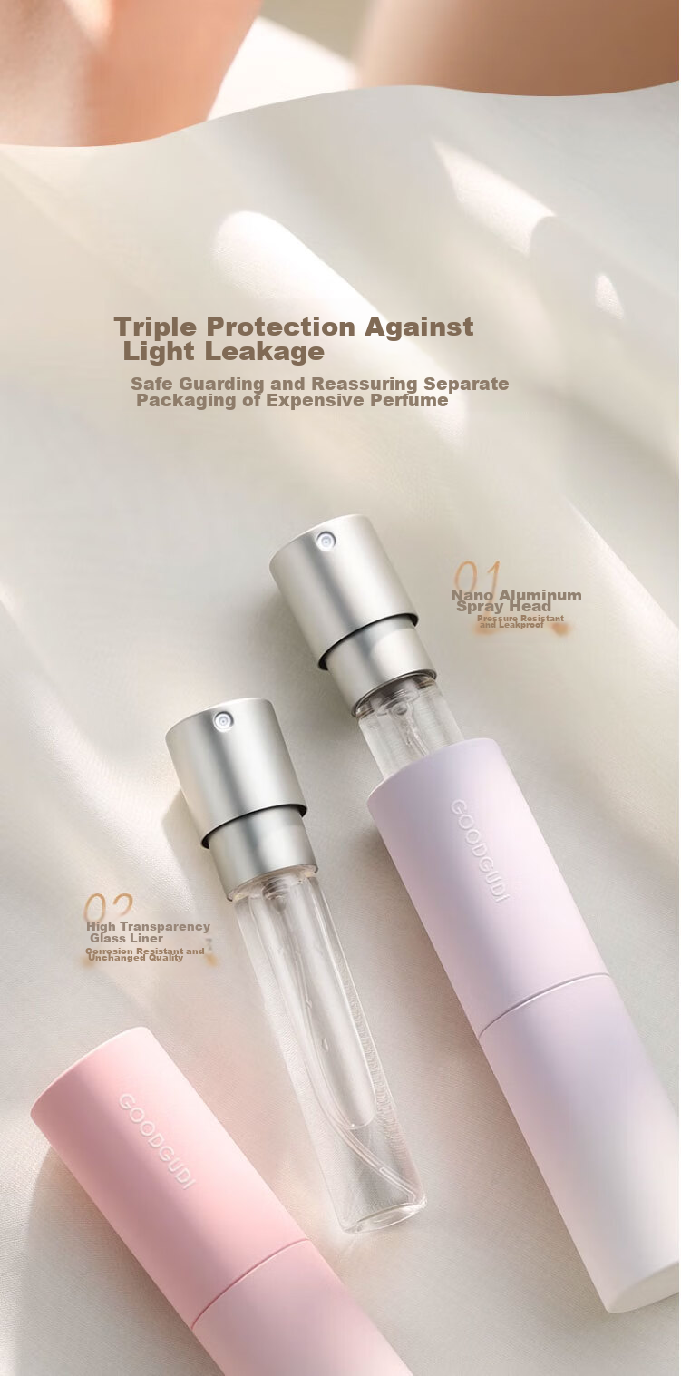 Goood Perfume Dispenser Bottle, High-End Portable 10ml Glass Refillable Travel Spray Pump Empty Bottle 5