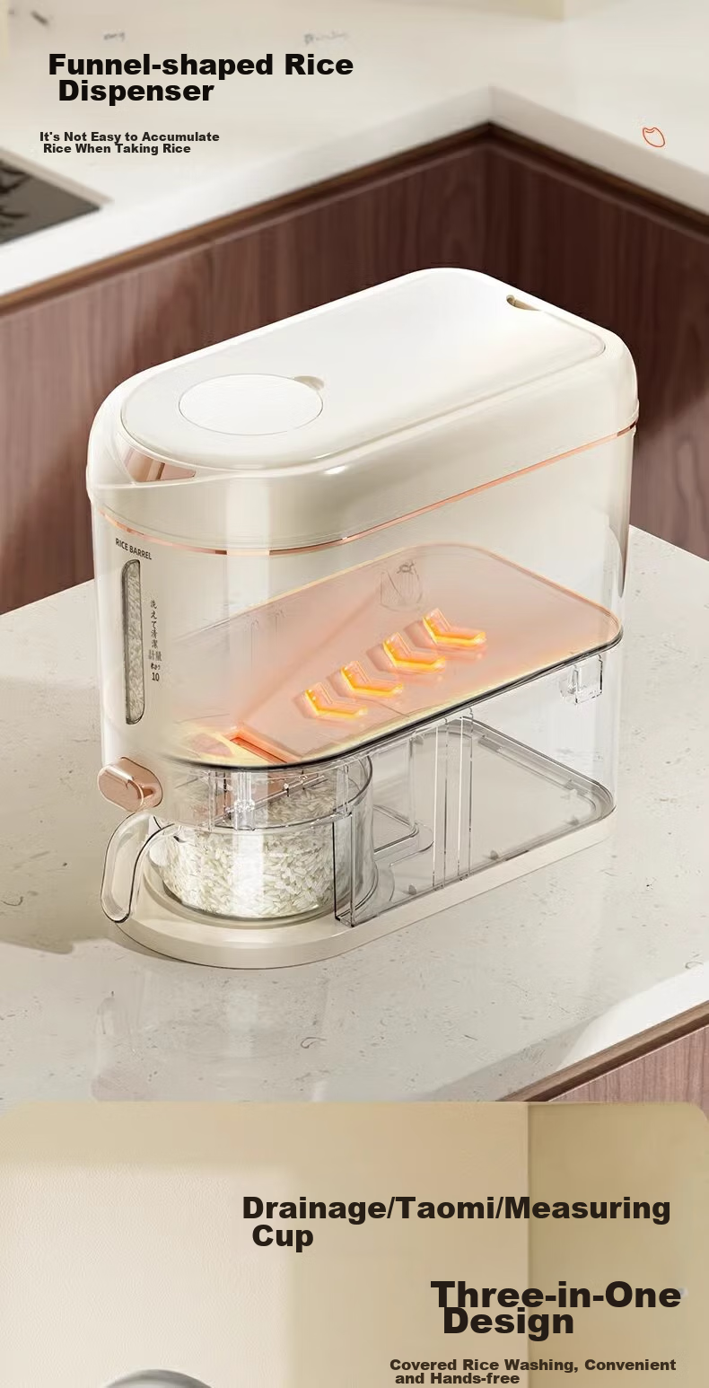 PAKCHOICE Rice Container with Insect And Moisture Prevention, Food-Grade 2026 New Model Rice Storage Bin for Home Kitchen Use with Press-Release Functio 6