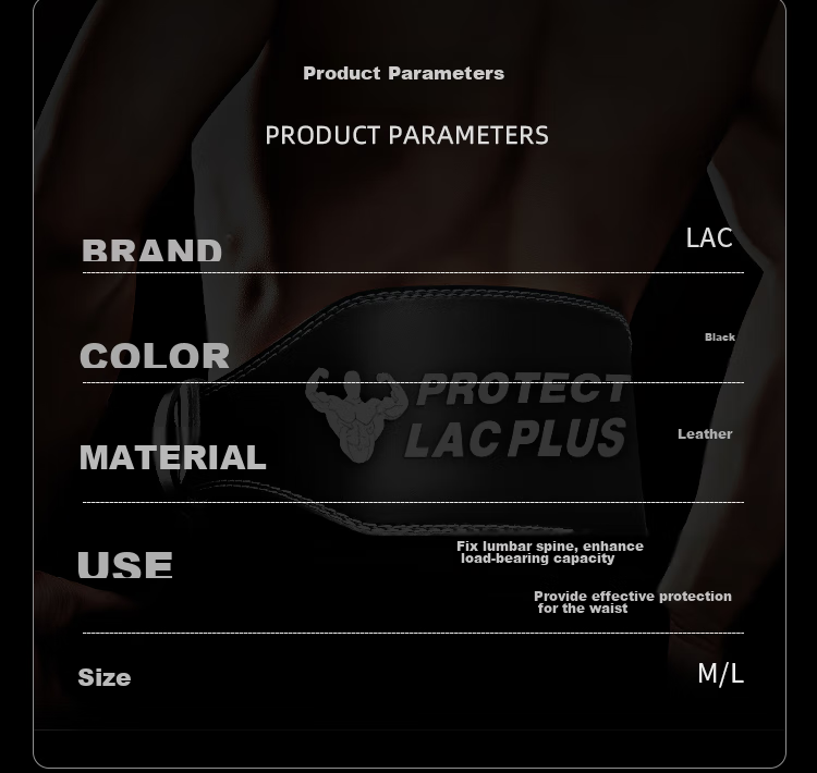 LAC Waist Support Belt, Squat Belt, Leather Weightlifting Belt for Men And Women, Fitness And Strength Training Waist Protector, Size M 2