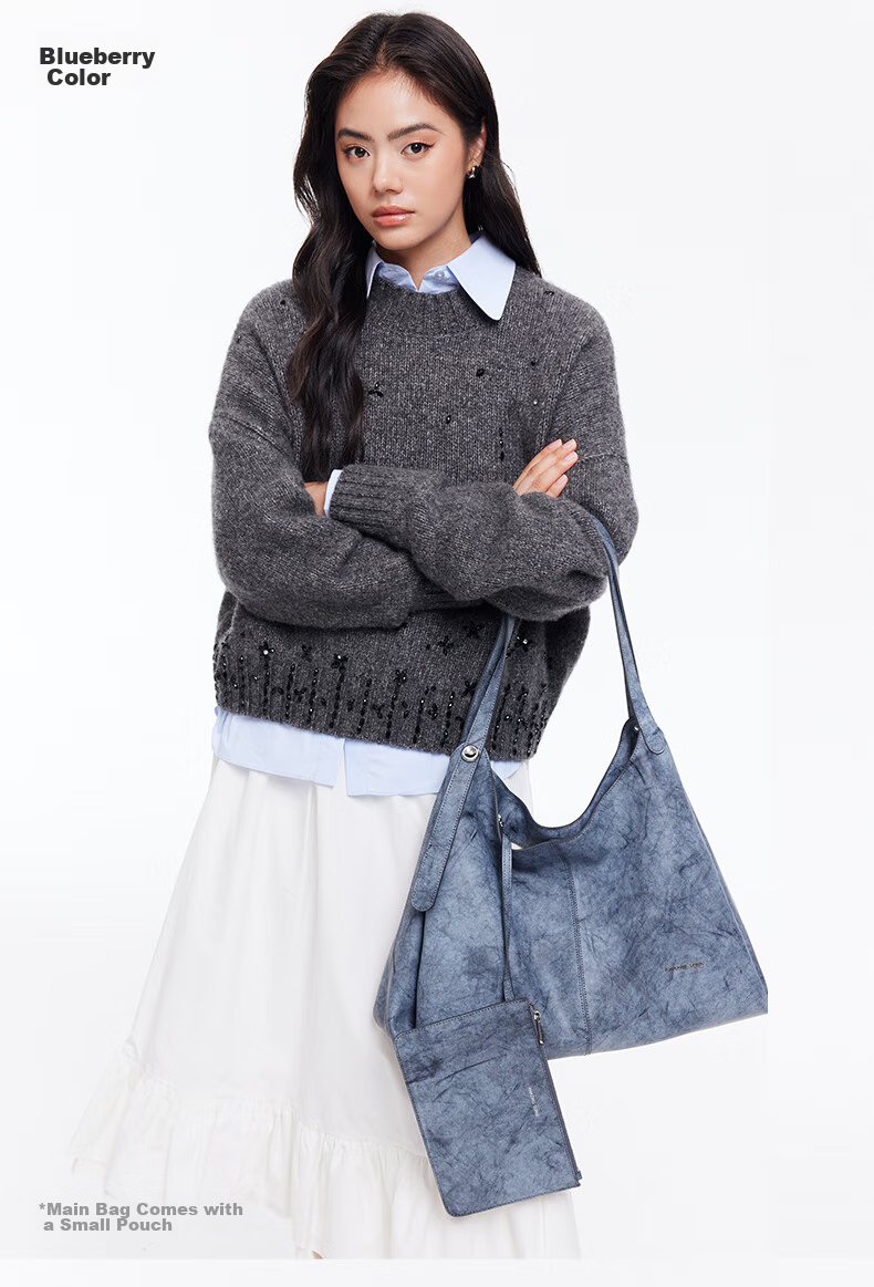AMAZING SONG Women's Leather Tote Bag, Cowhide Shoulder Bag, Luxurious Large Capacity Simple Commuter Light Luxury Handbag Gift 7