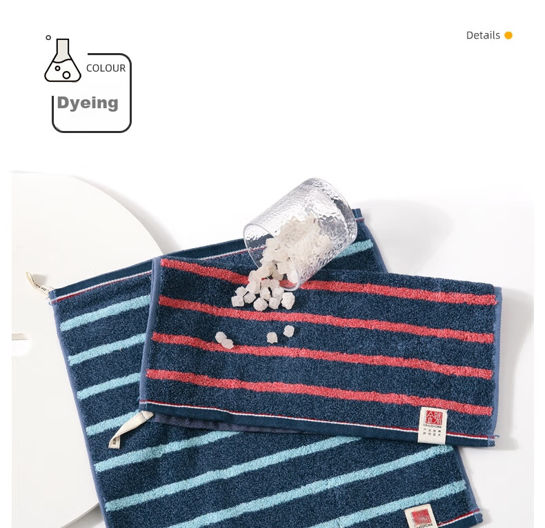KING SHORE Small Cotton Towel, Pure Cotton Large Handkerchief for Face Washing And Hand Drying, Adult Class A All-Cotton Sports Striped Face Towel, Pack of 2 12