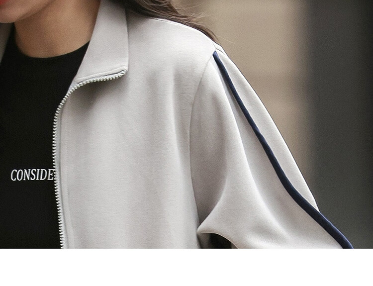 Dme [Stand-Up Collar Contrasting Trim Sweatshirt], Spring And Autumn Design, Stylish, Slimming, Long-Sleeve Casual Jacket for Wome 22