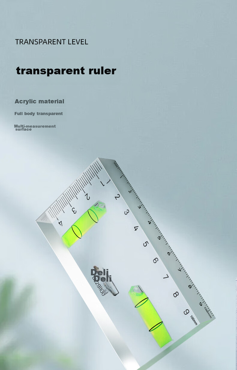 Deli Mini Spirit Level, High-Precision Level Ruler, Transparent Level Gun with 100mm Body 1