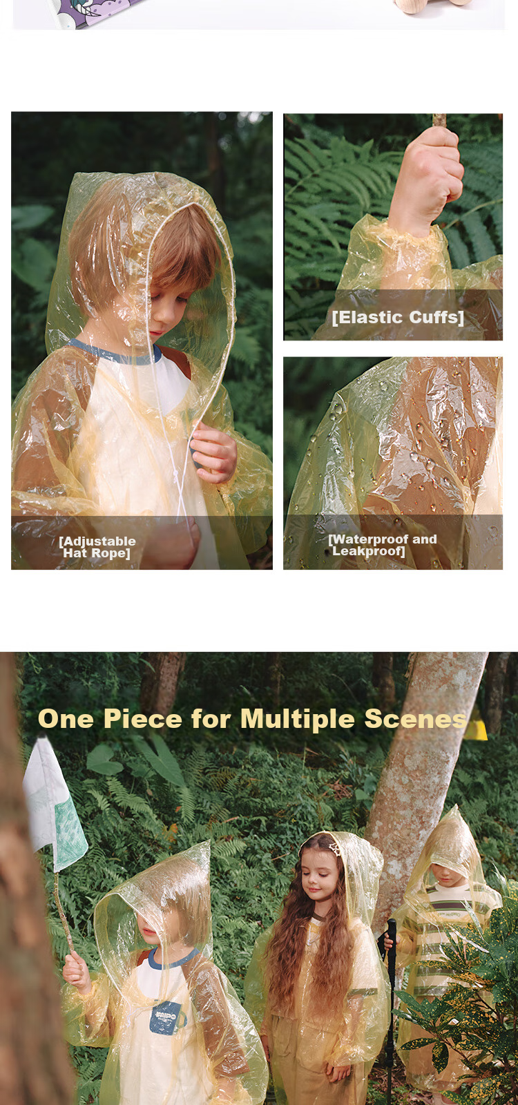 Lemonkid Children's Disposable Raincoat, Portable Waterproof Card, Thickened for School, Travel, Outdoor Hiking, Rain Poncho 6