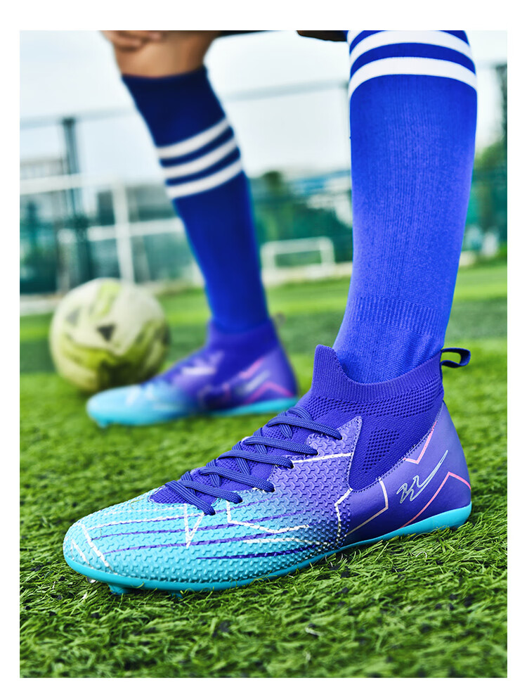 Shuangxingbate Soccer Shoes, High-Top Breathable Artificial Turf Long Studs FG Adult Training Shoes for Men, Wear-Resistant Youth Competition Soccer Cleats 8