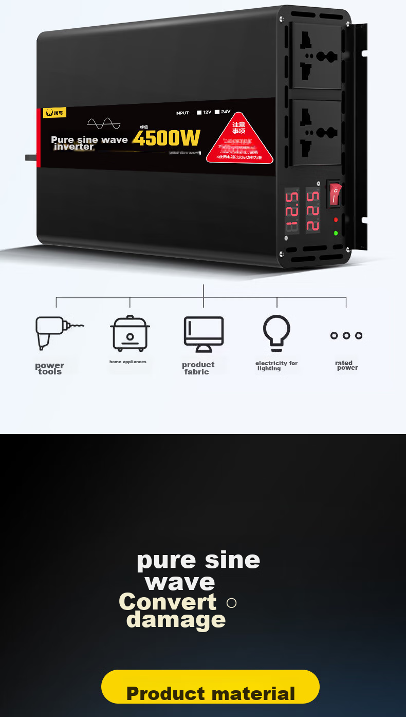 XIANNIAO Car Power Inverter, 12V/24V to 220V, High-Power Truck Power Supply, Socket for Tricycles, Pure Sine Wave 17