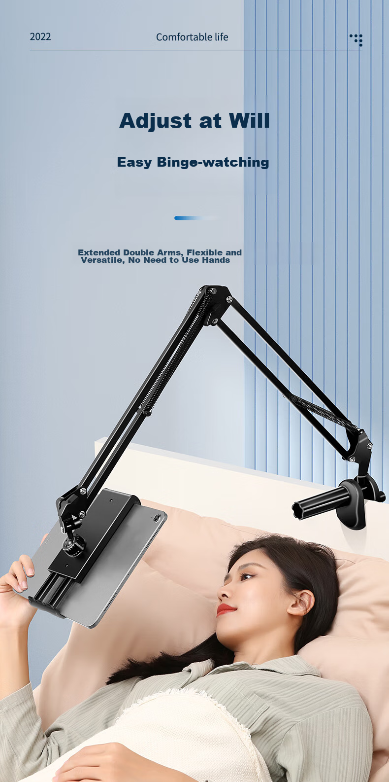 BIAZE [Ultra-Stable] Tablet Stand, Phone Holder for Online Classes And Live Streaming, Bedside Armrest Desktop Overhead Shooting Support Foldable Stand Suitable for Phones/iPads/Tablets 3