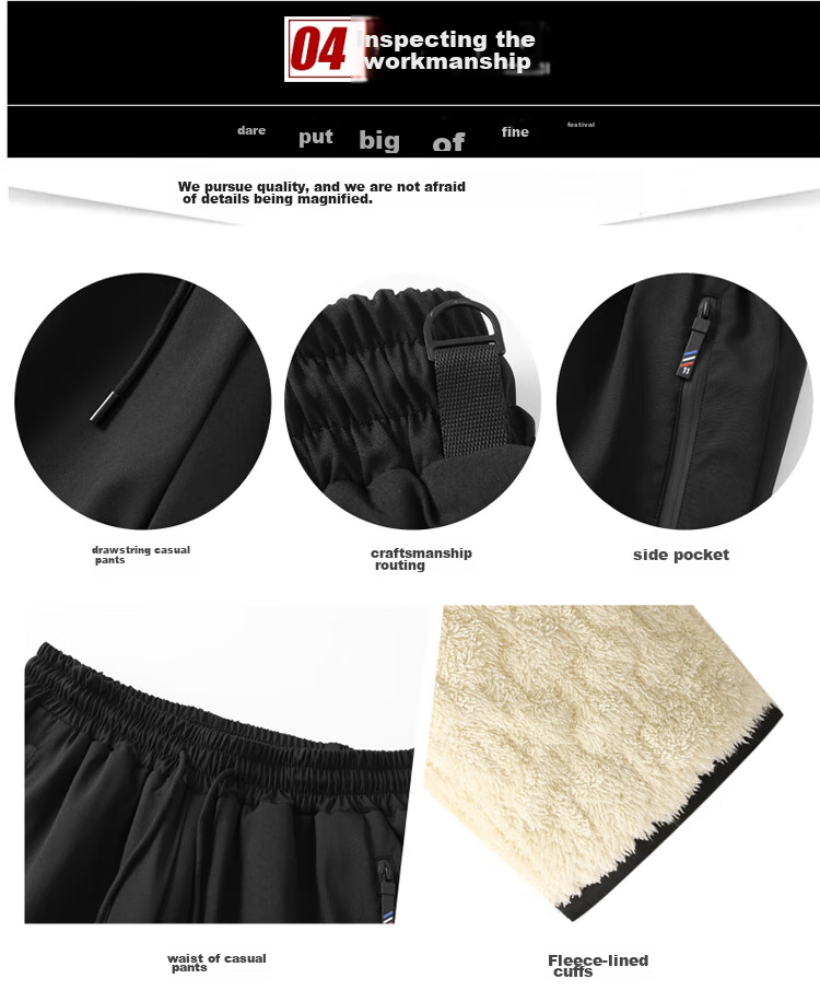 TUCANO Men's Cotton Pants Lamb Wool Fleece Thickened Graphene Warm Comfortable Casual Straight Leg Trousers Black 3XL 10