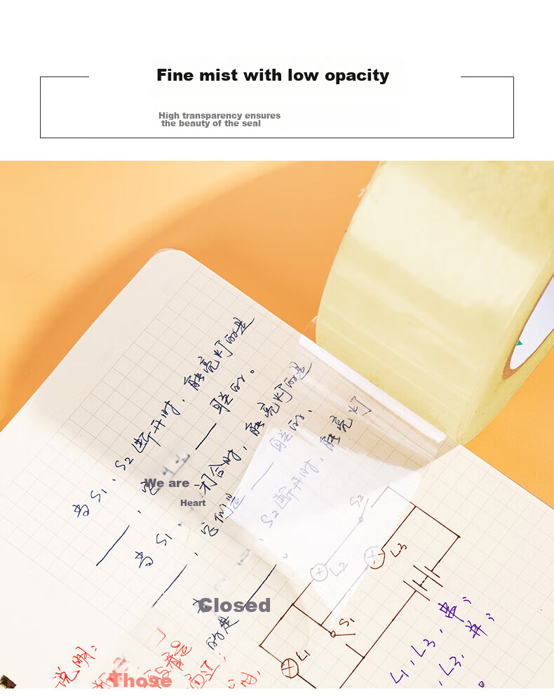 Jinghuisichuang Packing Tape, Transparent Tape, 45mm*100y*50μm, Stretch-Resistant, Highly Transparent 6