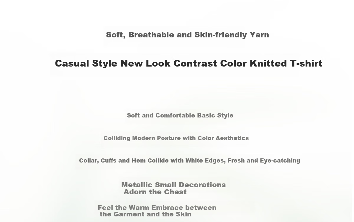 Chushen Summer Short-Sleeve T-Shirt for Women, Fashionable Round Neck Classic Contrasting Color Versatile Commuter Casual Knitted T-Shirt S52Z008 2
