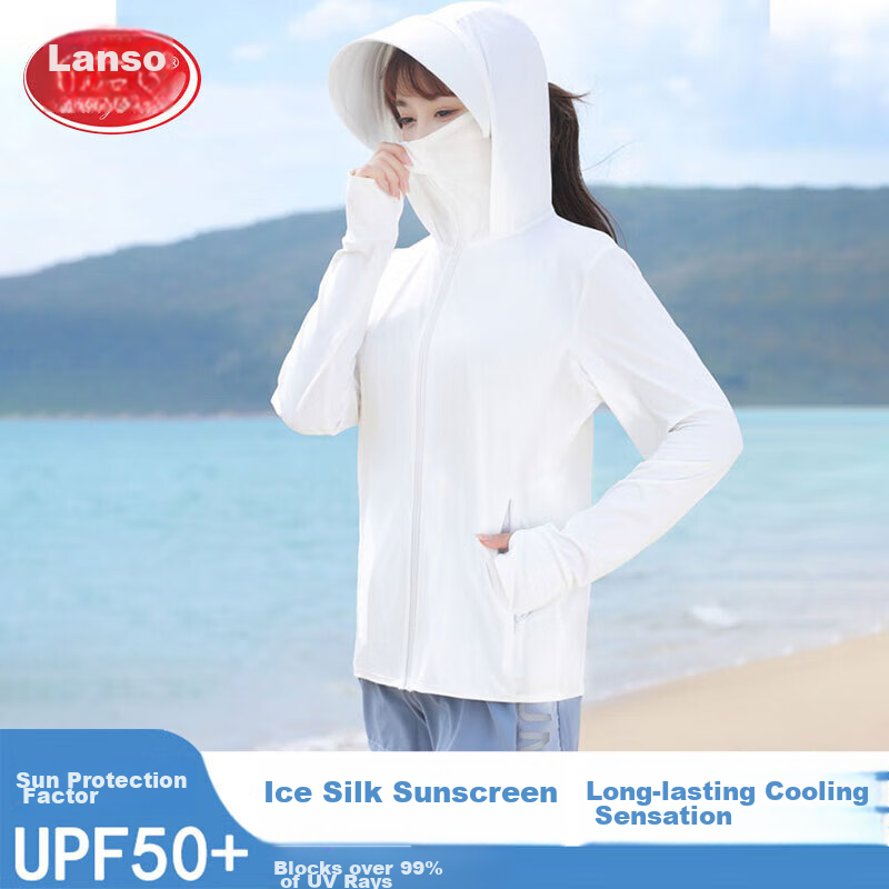 Langsha Sun Protection Clothing for Women, Spring And Summer Ice Silk Cool-Feeling UV Protection Lightweight Breathable Comfortable Outdoor Skin Coat