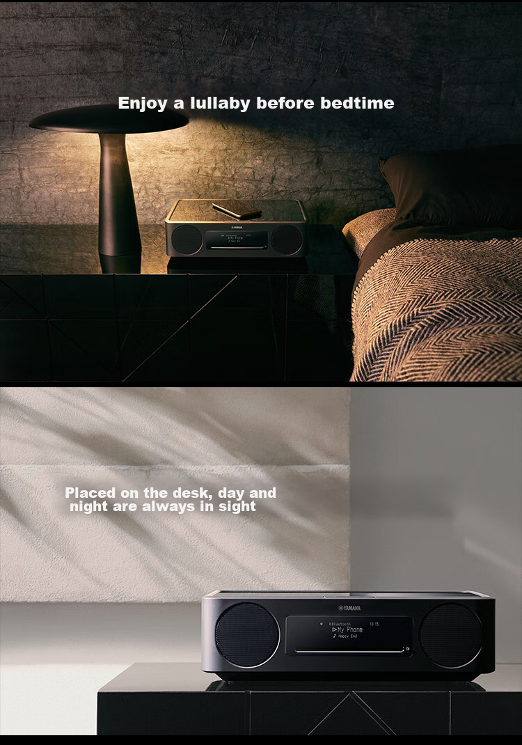 YAMAHA TSX-N237 Retro Bluetooth CD Desktop Speaker Two-Way Speaker Radio Wireless Charging USB Playback Fashion White 8