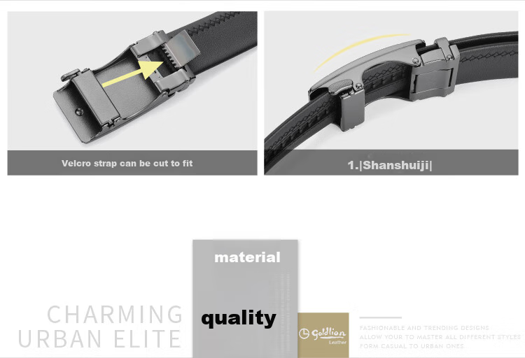 Goldlion Men's Leather Belt with Matte Automatic Buckle, Business Fashion Trouser Belt Gift Box, Birthday Present 9