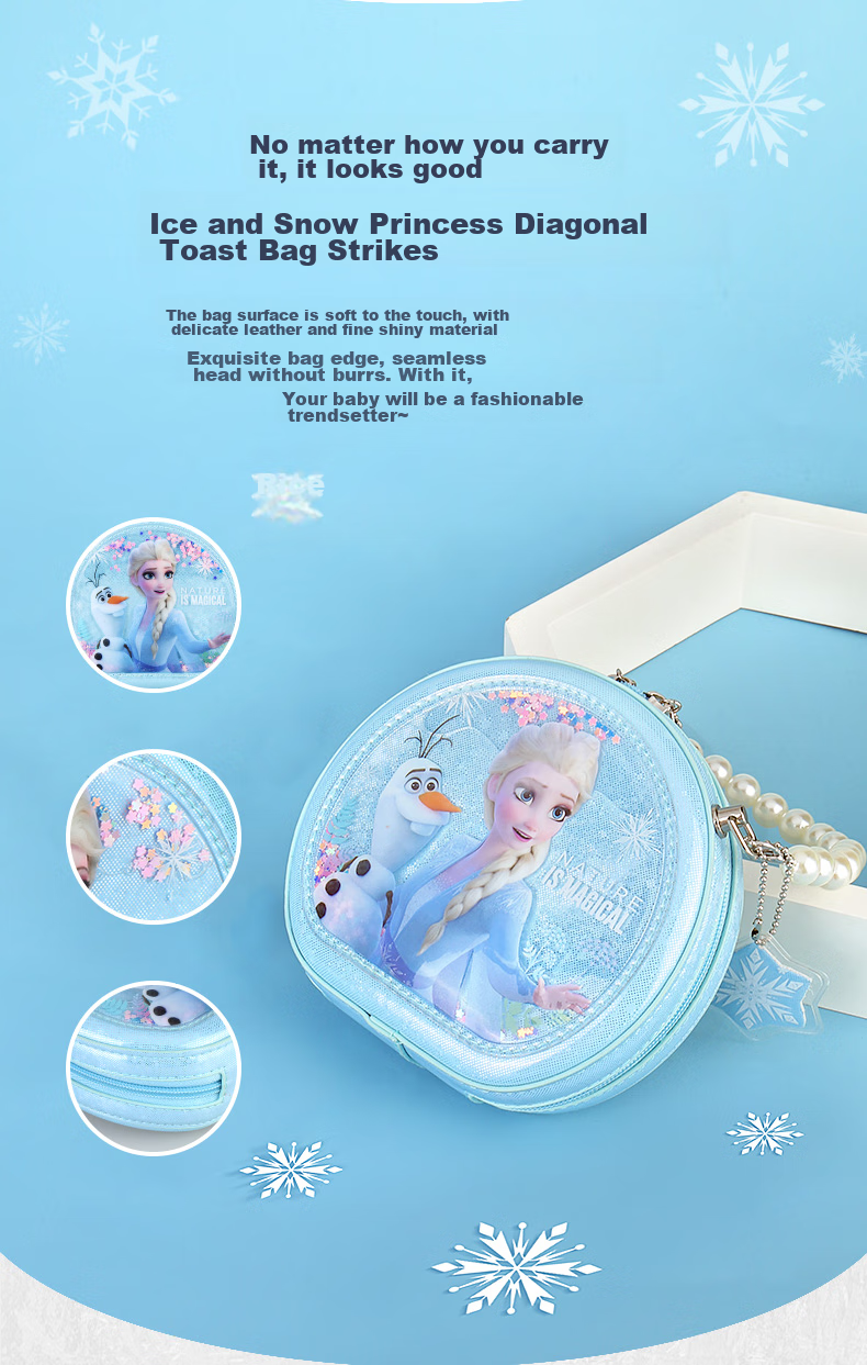 Disney Children's Handbag, Girls' Crossbody Shoulder Bag, Cute And Fashionable Frozen Elsa Princess Style, Sandbag Tote Bag, Blue, Children's Day And Birthday Gift 3