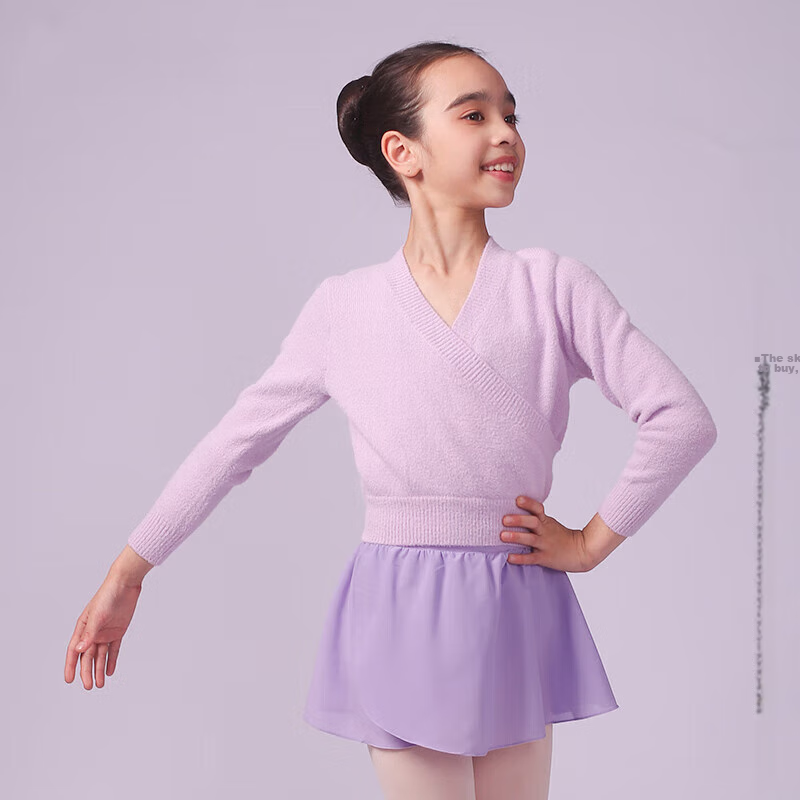 Sansha Children's Dance Warm-Up Top, Women's Knitted Practice Outfit, Ballet Dancewear KT4030, Purple, S-M