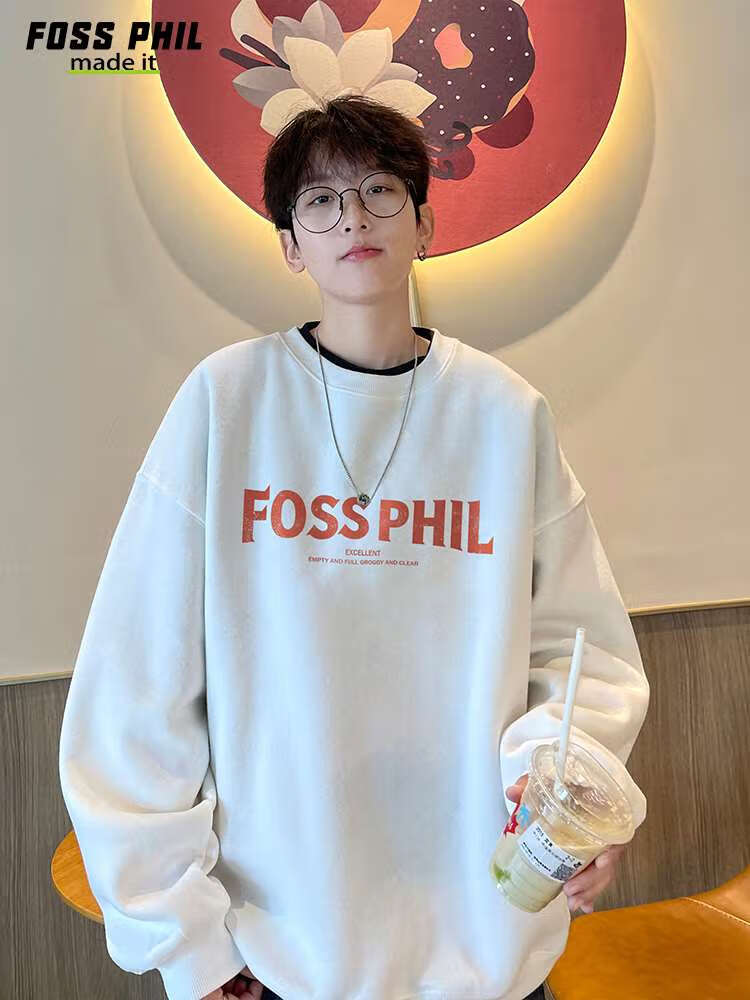 Foss Phil Casual Sweatshirt for Men, Spring And Autumn New Year Long-Sleeve T-Shirt, Base Layer for Year of The Horse Zodiac, Red Top FPW3 Size L 19
