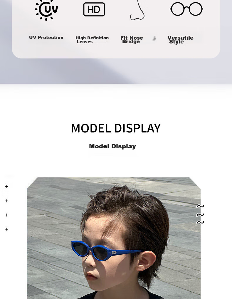Boshide Children's Sunglasses, Cat Eye Glasses, Retro UV Protection Parent-Child Style, Black Frame with Gray Lenses 3