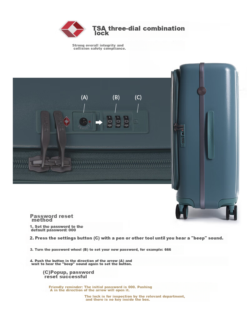 CROWN Zipper Aluminum Frame Suitcase, Carry-On Luggage, Large Capacity Front-Opening Case, Small Size 5278-20 Beige 9