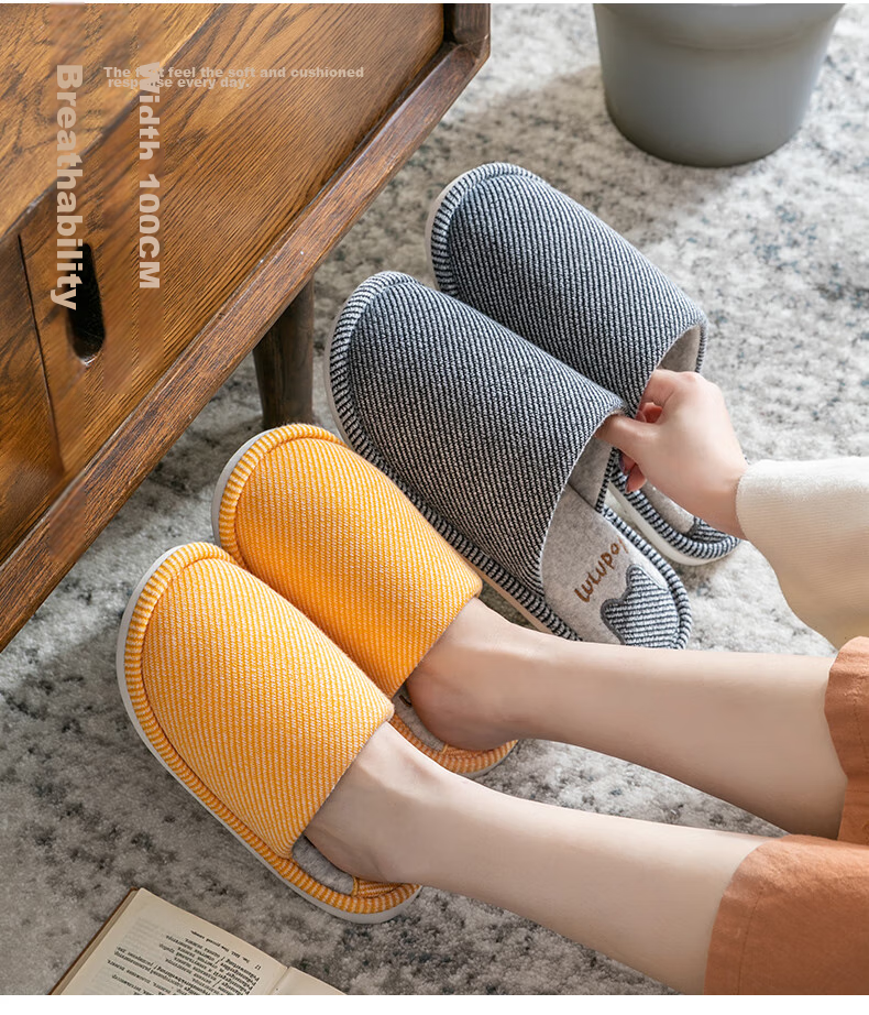 GUOLUOFEI Japanese-Style Wooden Floor Slippers for Men, Indoor Thick-Soled Couple's Slippers for All Seasons, Bean Green Color, Size 36-37 10