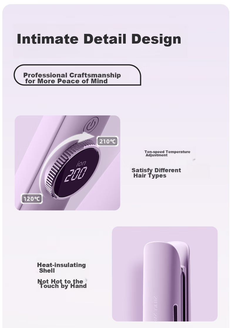 Lena Flat Iron Negative Ion Hair Straightener Curling Iron, Gentle on Hair, Dual-Use for Straightening And Curling, Electric Hair Straightener for Women, Bangs Clipper, Hair Straightener, National Day Outing LN-H2 Purple Portable 13