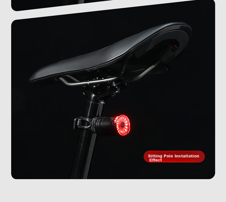 Tasiduizhang Bicycle Taillight, Mountain Bike Sensor Safety Warning Light, High Brightness Flashing Cycling Equipment, Handlebar Model 6