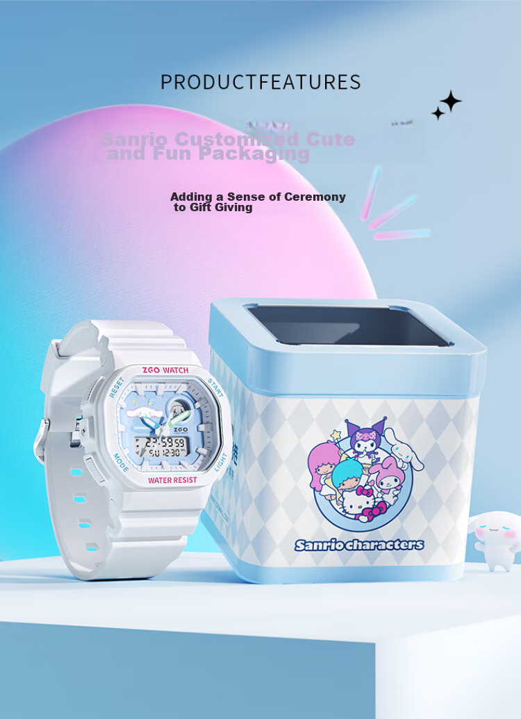ZGO x Sanrio Student Watch for Girls, Electronic Sports Wristwatch for Middle and High School Students, High-Value Design, 810 Pudding Dog 17
