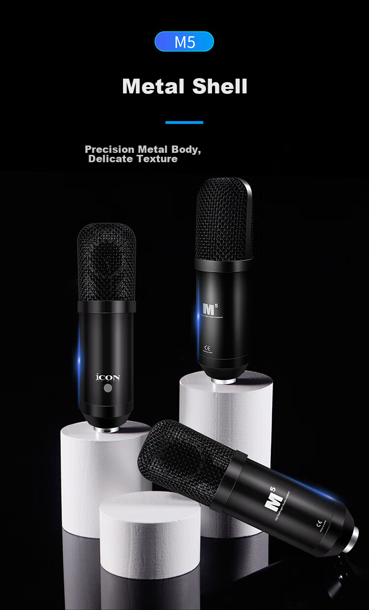 Aiken (iCON) Shield Capacitor Microphone for Shouting, Singing, Hosting Karaoke, Professional Recording, Live Streaming Equipment 7