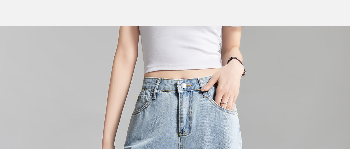 PinCai Women's Solid Color High Waist Loose Casual Wide Leg Jeans Straight Leg Fashion All-Match Trousers P13KN1438 4
