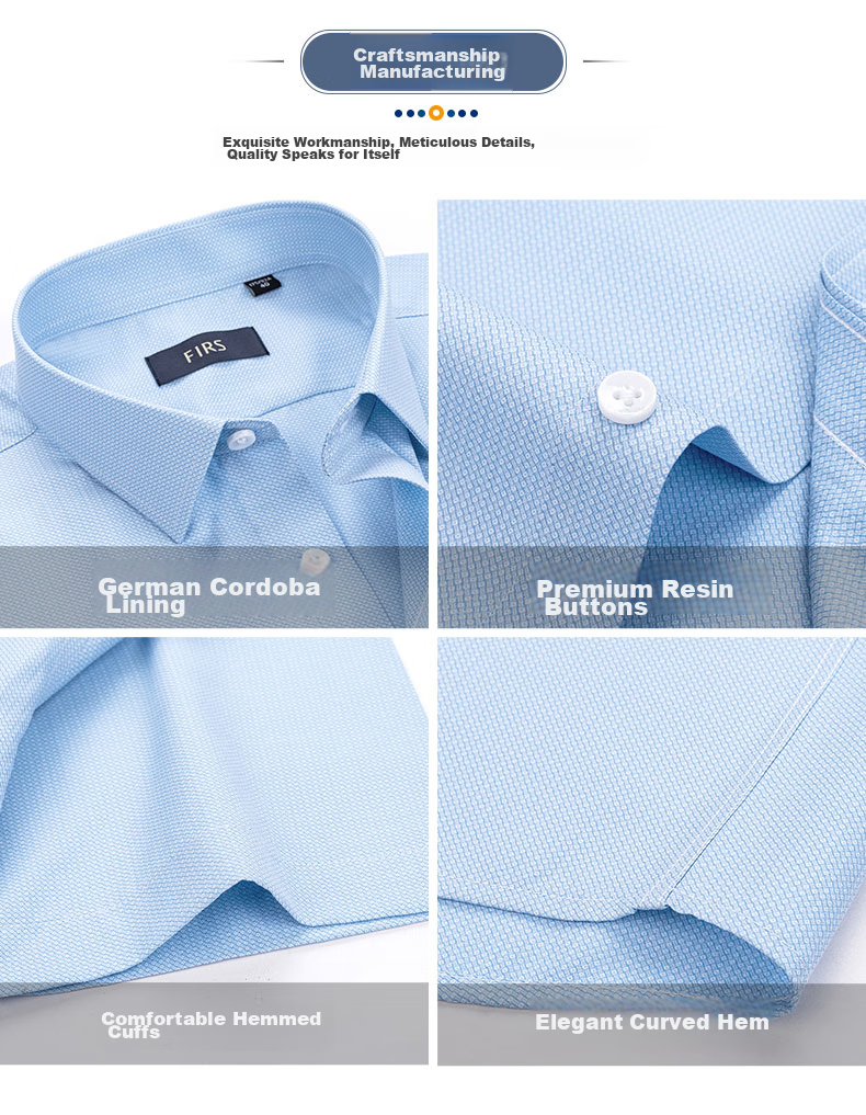 FIRS Long-Sleeve Shirt for Men, Spring And Autumn Business Casual Antibacterial Versatile Dress Shirt, Lake Blue, Size 44 5