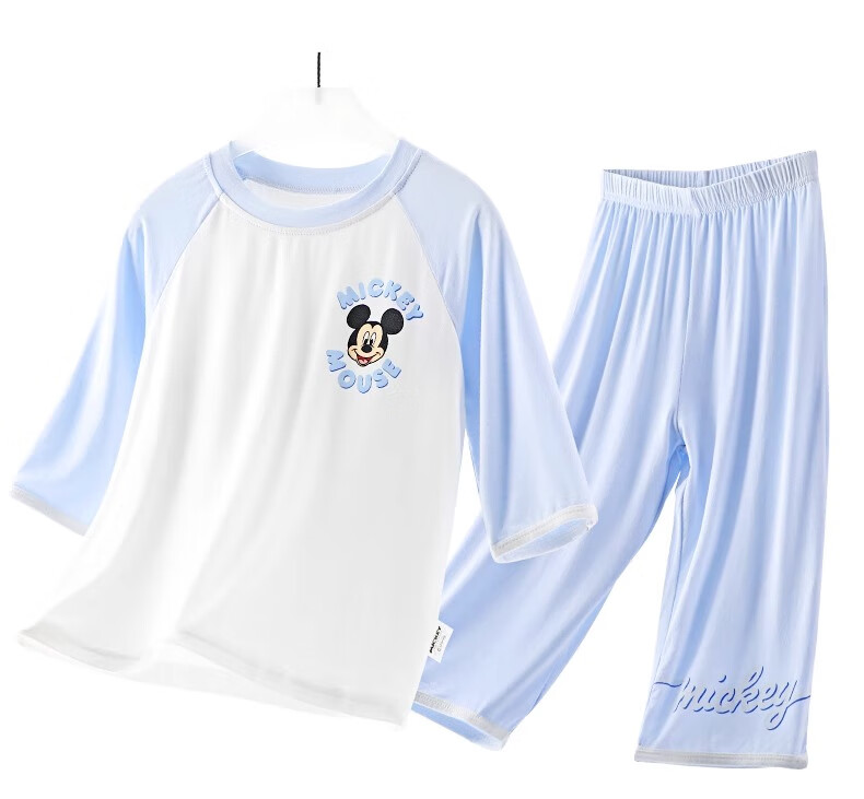 Disney Boys' Modal Summer Lightweight Pajamas Kids' 3/4 Sleeve Homewear 9086 Blue Size 150 6
