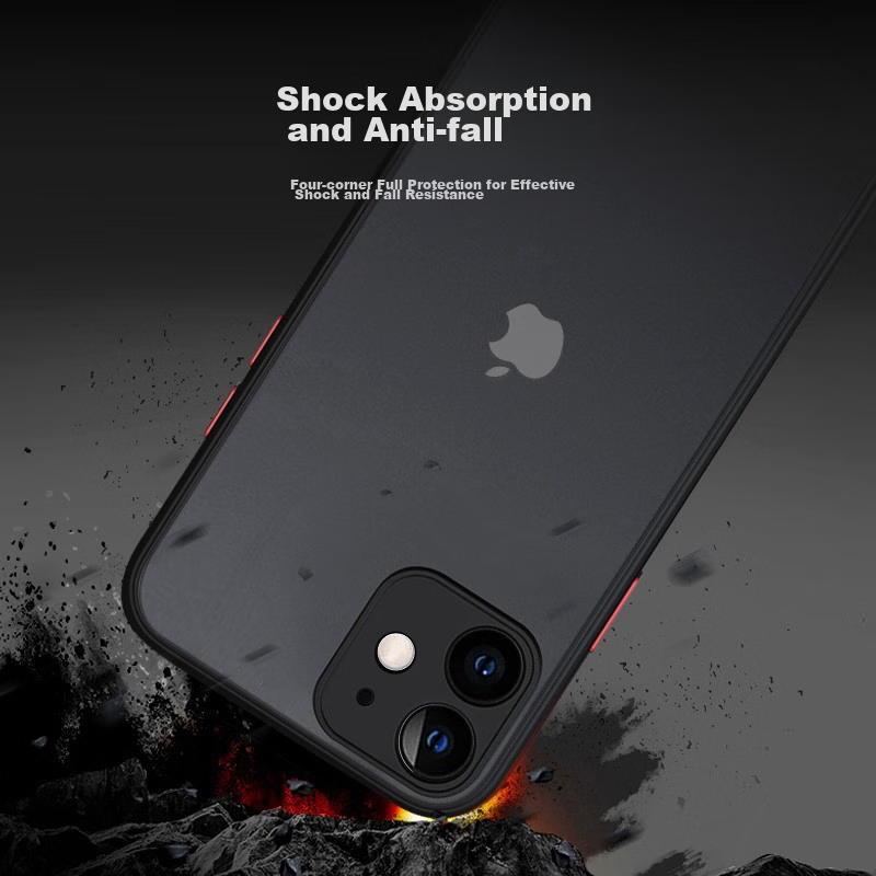 Чехол для iPhone 11 Baozou, защита всего объектива, противоударный, силиконовый дизайн "Куб" для мужчин и женщин, контрастные цвета, прозрачная матовая защитная крышка от отпечатков пальцев, черный