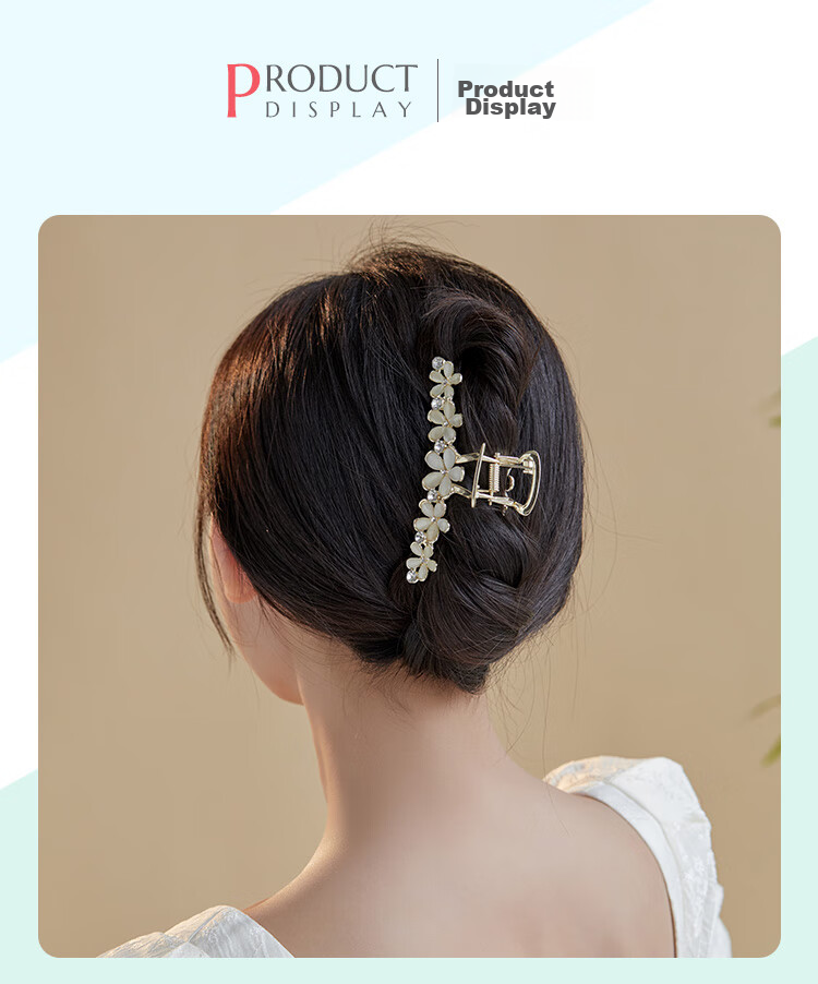 CHIMERA Elegant Hair Claw Clip with Flower And Shark Design, Luxurious Hair Clip for Back of Head, Bun Maker, Mid-Autumn Festival Gift for Wome 10