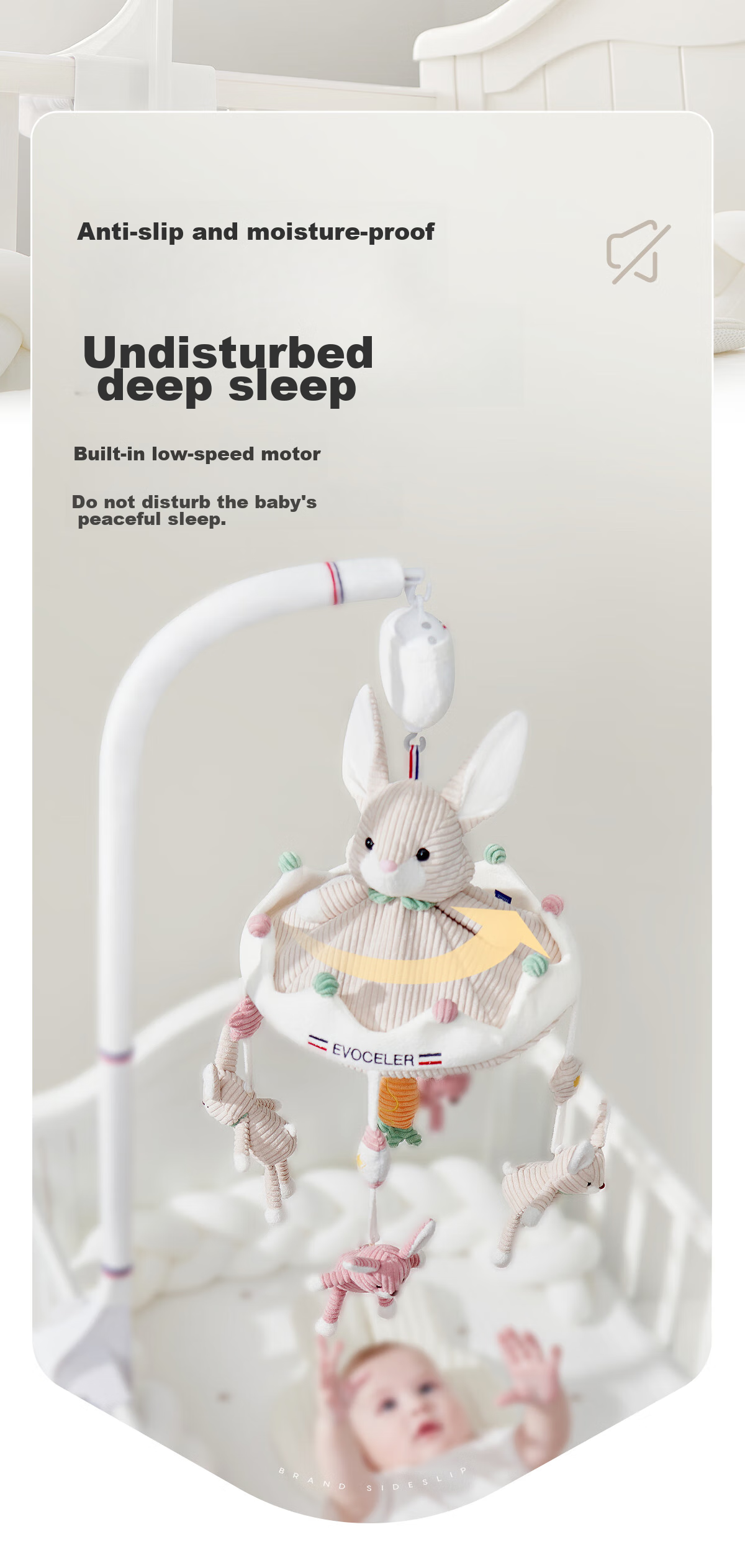 EVOCELER Baby Crib Mobile Toy, Newborn Soothing Aid, Bed Hanging Rattle, 0-1 Year Old, Welcome Gift, Full Moon And First Birthday Present 8