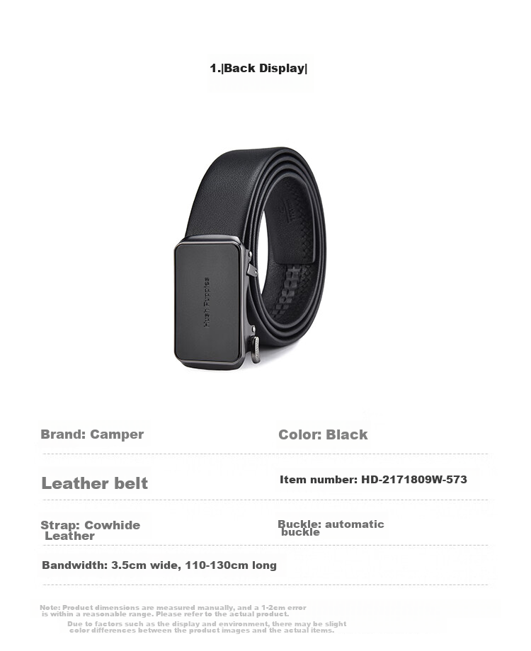 Hush Puppies Leather Belt for Men with Automatic Buckle, Business Casual Trouser Belt Gift Box Set Birthday Present for Boyfriend 8